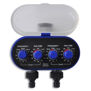 Two Outlet Electronic Watering Timer Front view.